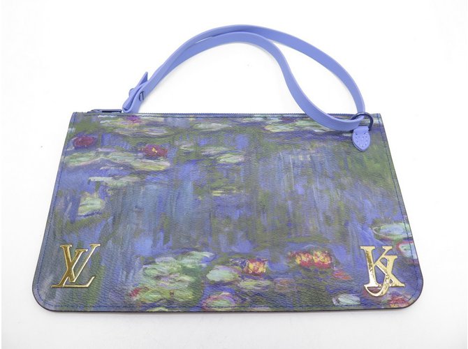 Neverfull Louis Vuitton Mai completo Masters Monet Rosa Blu D'oro Giallo - vista 11