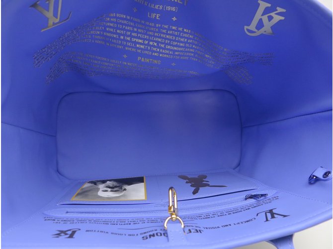 Neverfull Louis Vuitton Mai completo Masters Monet Rosa Blu D'oro Giallo - vista 9