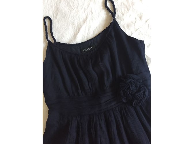 Abito da cocktail in seta blu navy CAROLL - vista 5