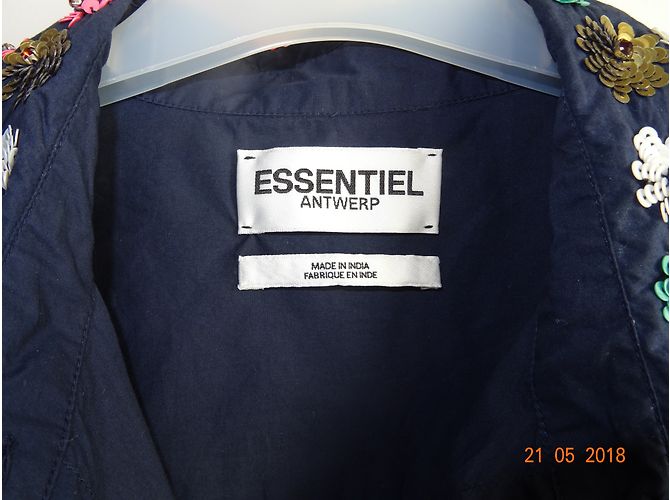 Camicetta Essentiel Antwerp con Colletto Ricamato Blu Navy Cotone - vista 2