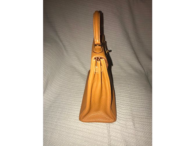 Borsa a mano Hermès Kelly 32 in pelle Togo cognac - vista 3