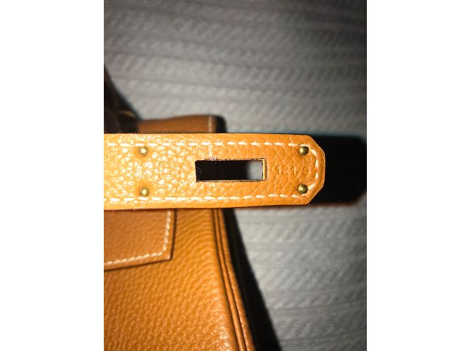 Borsa a mano Hermès Kelly 32 in pelle Togo cognac - vista 5
