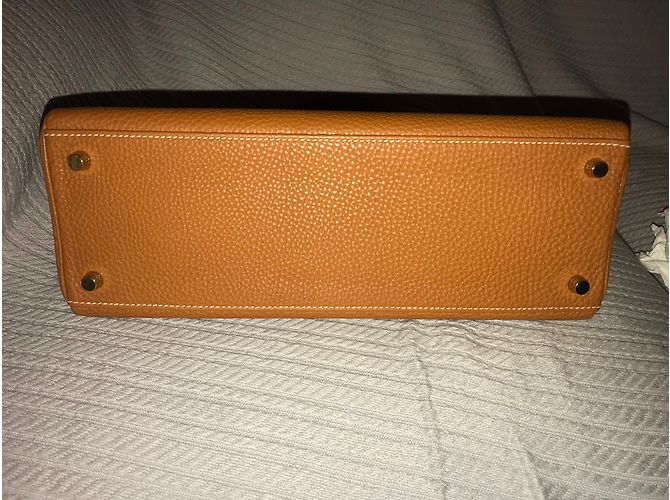 Borsa a mano Hermès Kelly 32 in pelle Togo cognac - vista 6