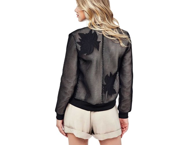 Giacca Bomber Guess Thread Mesh Nera Nero - vista 2
