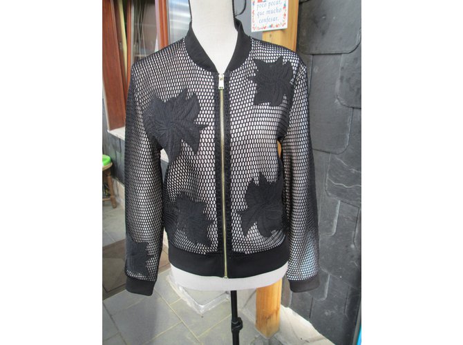 Giacca Bomber Guess Thread Mesh Nera Nero - vista 4