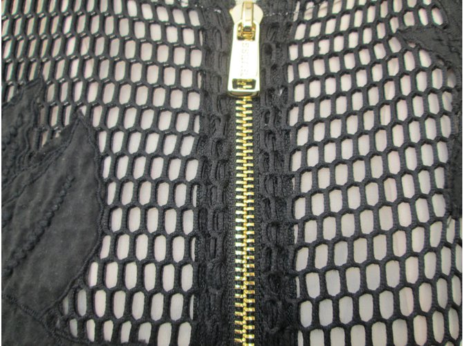 Giacca Bomber Guess Thread Mesh Nera Nero - vista 5