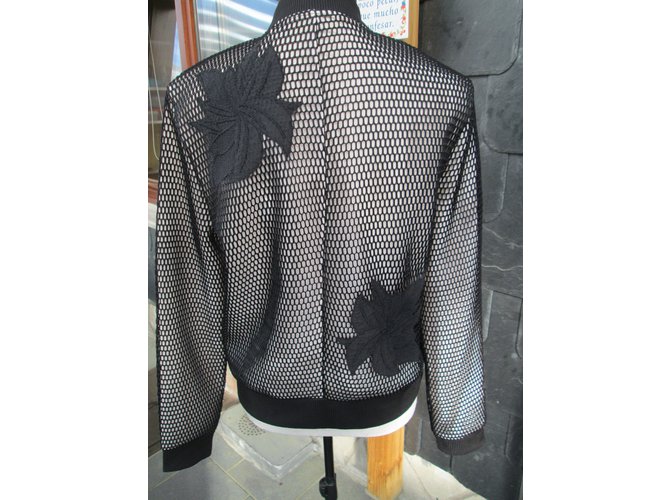 Giacca Bomber Guess Thread Mesh Nera Nero - vista 6