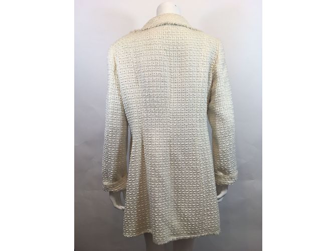Abrigo Largo Renato Nucci Crema Lana Nylon Acrílico Crudo - vista 2