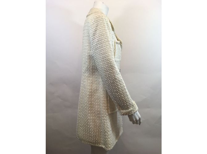 Abrigo Largo Renato Nucci Crema Lana Nylon Acrílico Crudo - vista 3