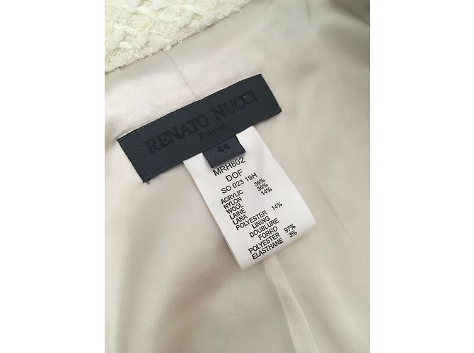 Abrigo Largo Renato Nucci Crema Lana Nylon Acrílico Crudo - vista 5