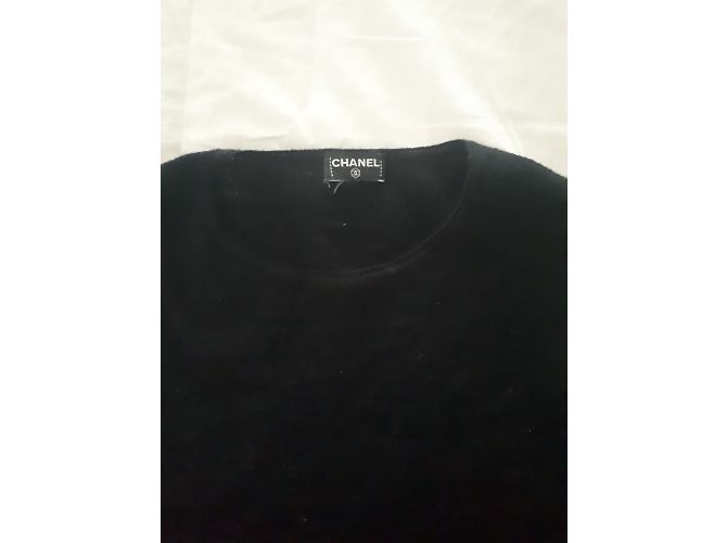 Regata Chanel preta de lã e mohair sem mangas Preto - vista 2