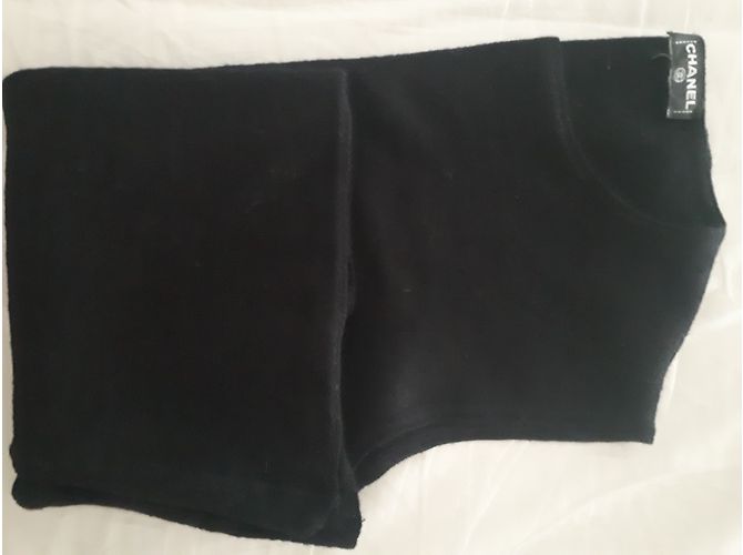 Regata Chanel preta de lã e mohair sem mangas Preto - vista 3