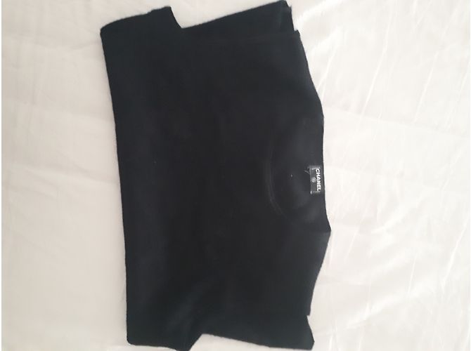 Regata Chanel preta de lã e mohair sem mangas Preto - vista 6