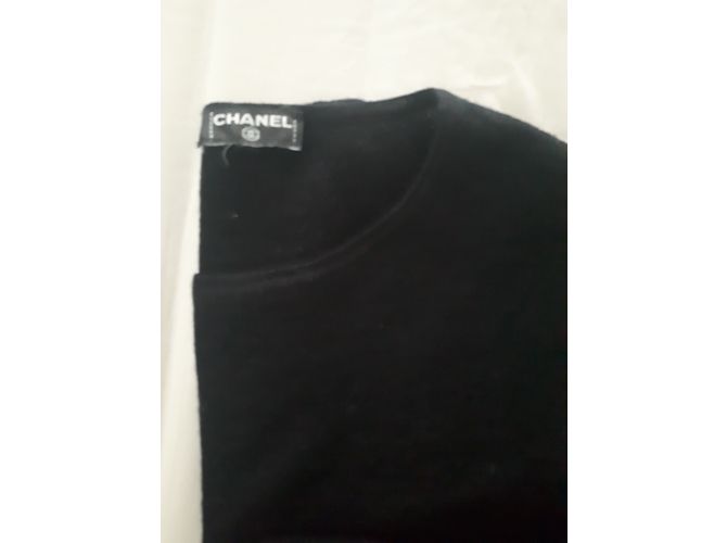Regata Chanel preta de lã e mohair sem mangas Preto - vista 7