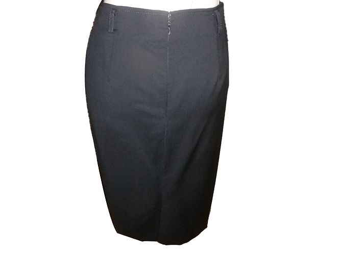 Falda recta Burberry de lana negra Metálico - vista 2