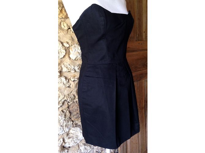 French Connection Trägerloses kurzes Kleid in Schwarz Baumwolle - Ansicht 2