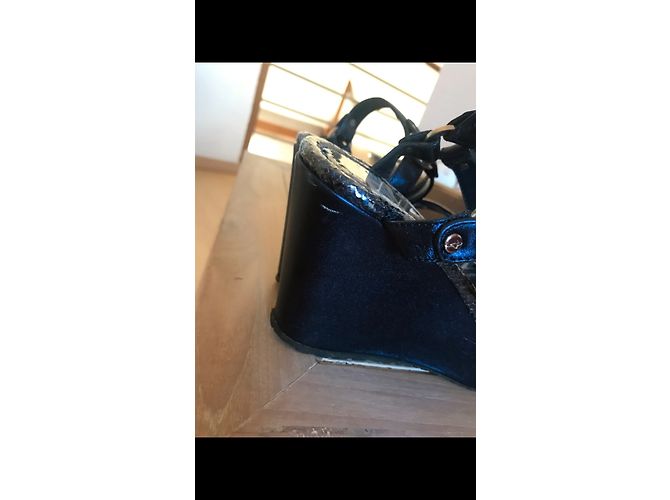 Sandali con zeppa Cesare Paciotti in pelle blu navy - vista 4