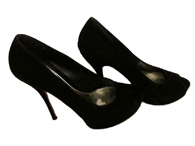 Gucci Sofia Plateau Sandalen mit Absatz schwarzes Wildleder - Ansicht 2