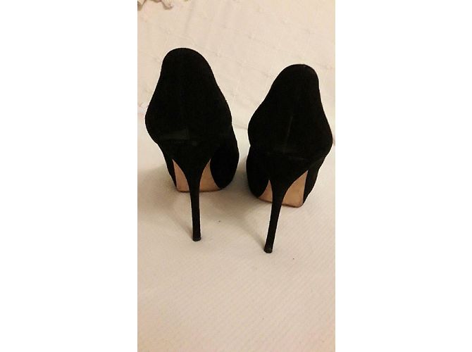 Gucci Sofia Plateau Sandalen mit Absatz schwarzes Wildleder - Ansicht 3