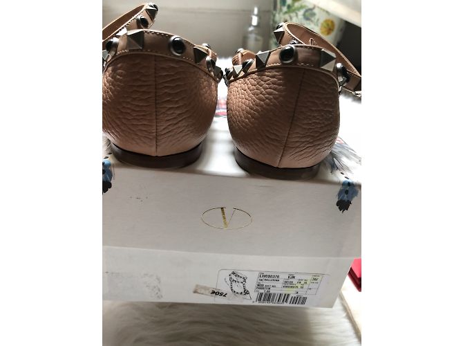 Bailarinas Valentino Garavani Rockstud Rolling Negro Beige Piel - vista 4