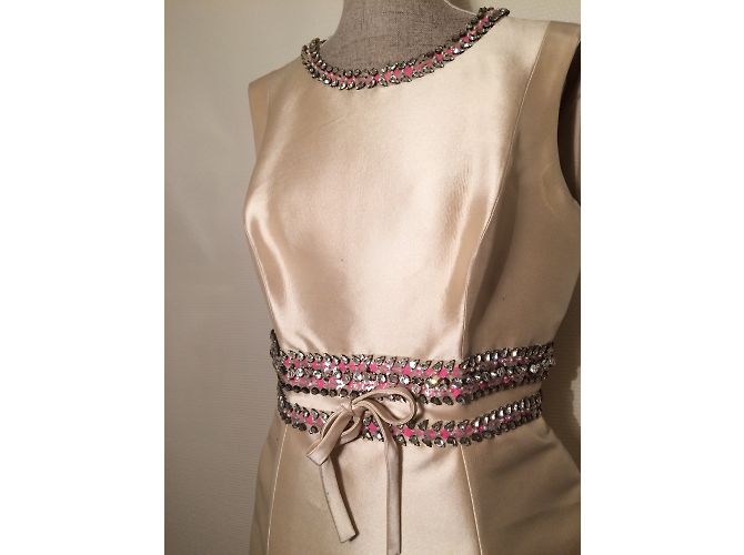 Vestido Pierre Balmain de seda sem mangas creme e dourado Branco - vista 3
