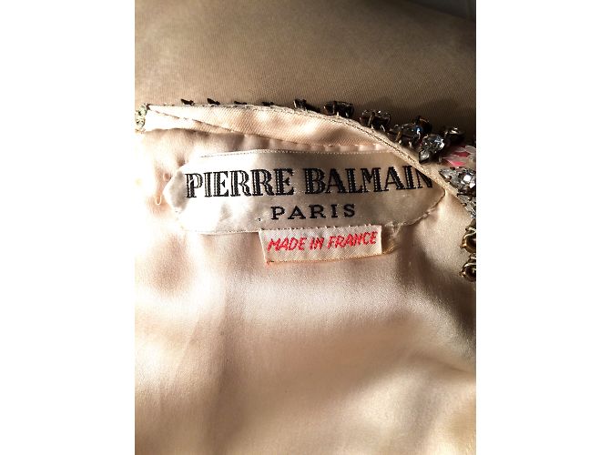 Vestido Pierre Balmain de seda sem mangas creme e dourado Branco - vista 6