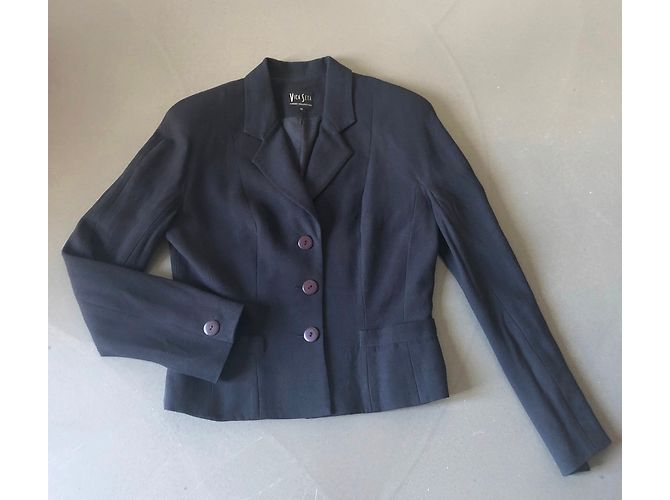 Autre Marque Giacca in seta Vica Seta blu navy - vista 10