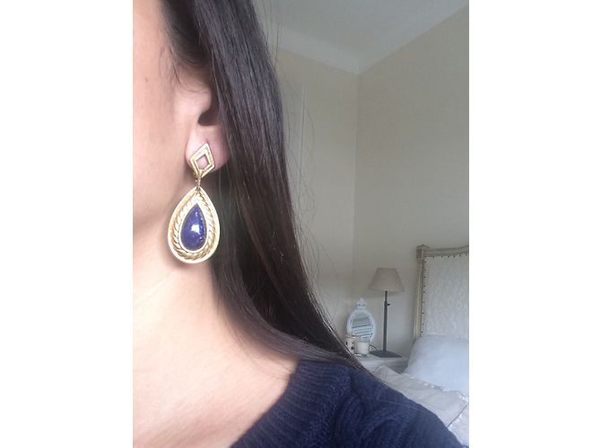 Lanvin Ohrclips mit blauem Stein - Ansicht 5