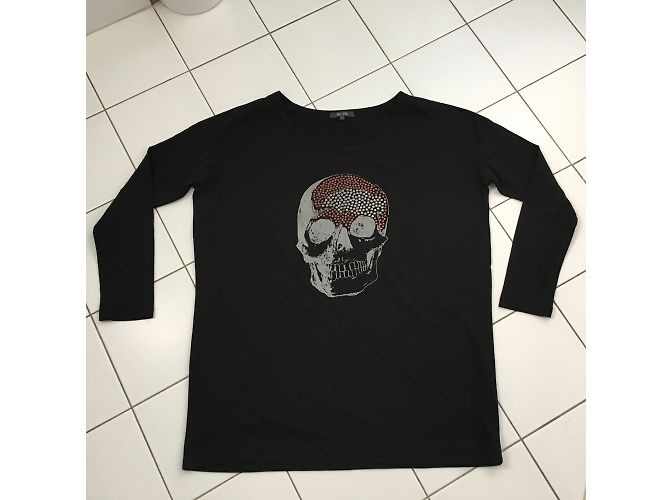 T-shirt Bel Air con teschio serigrafato e borchie nero cotone - vista 8