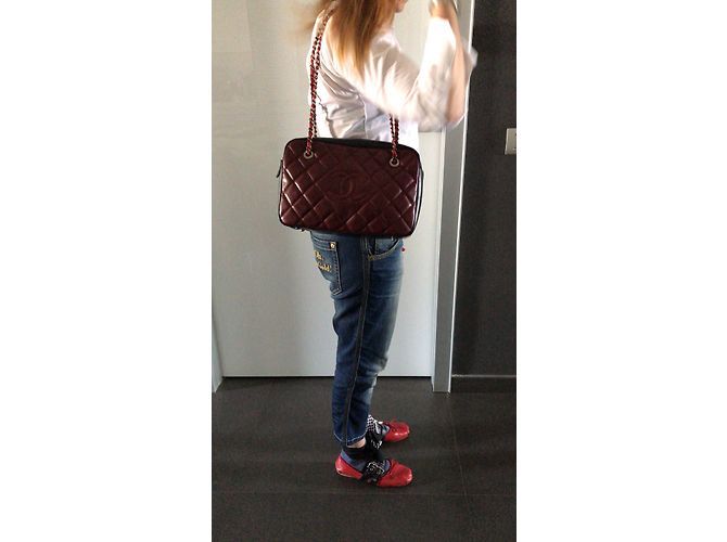 Camera Chanel Handtaschen Schwarz Bordeaux - Ansicht 7