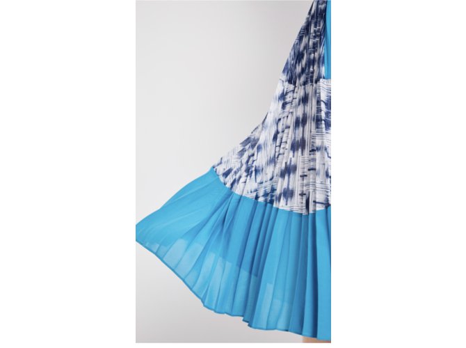 Ensemble BCBGMaxAzria Femme – Haut Et Jupe Rayures Bleu/blanc, Taille M, Style Péplum Chic