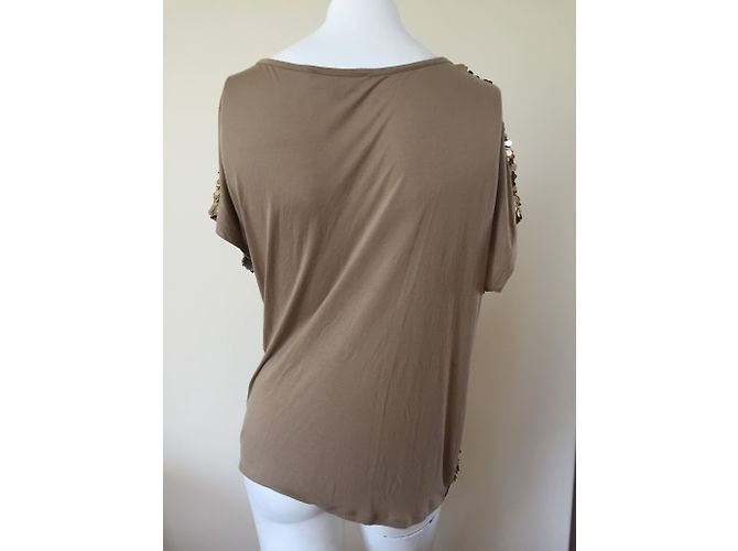 Camicia Michael Kors Dorata con Paillettes a Maniche Corte D'oro - vista 3