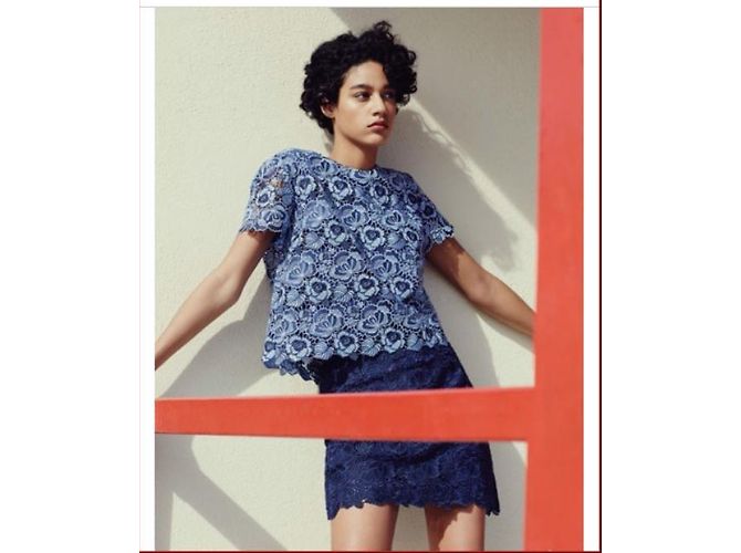 Falda de encaje bordada Sportmax Azul - vista 2