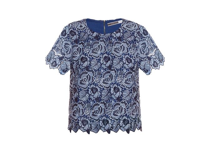Top de encaje bordado azul Sportmax - vista 3