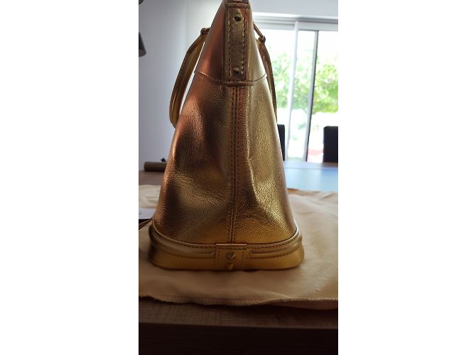 Louis Vuitton Lockit MM Suhali Borsa a mano in pelle di capra oro metallizzato D'oro Metallico - vista 7
