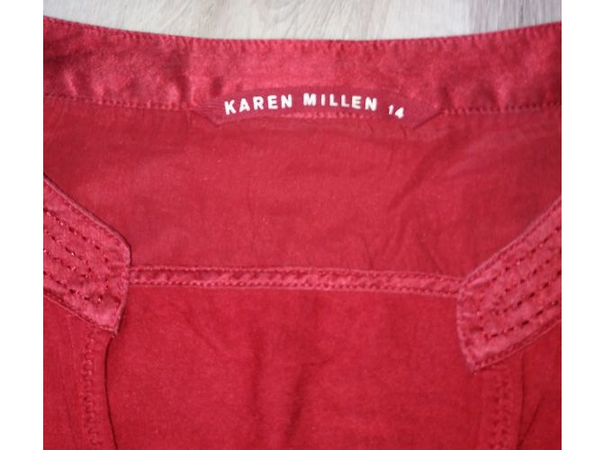 Top de seda rojo de manga corta Karen Millen Roja - vista 3