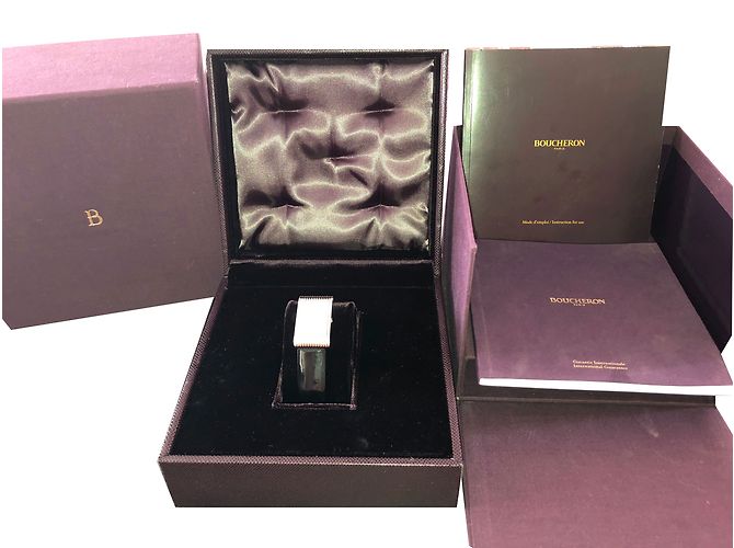 Boucheron Uhr mit schwarzem Lackleder Silber - Ansicht 2