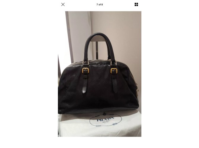 Borsa a mano Prada in pelle nera Nero - vista 11