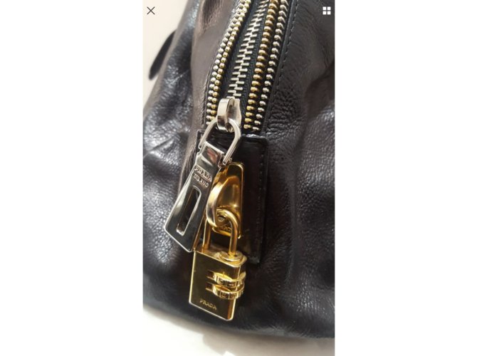 Borsa a mano Prada in pelle nera Nero - vista 9