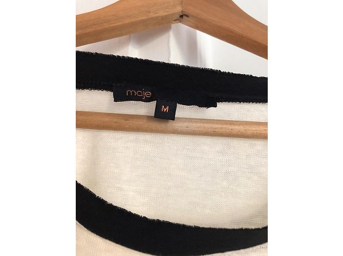 Maje Ecru Dancer Pattern T-shirt with Sequins and Rhinestones White - view 2