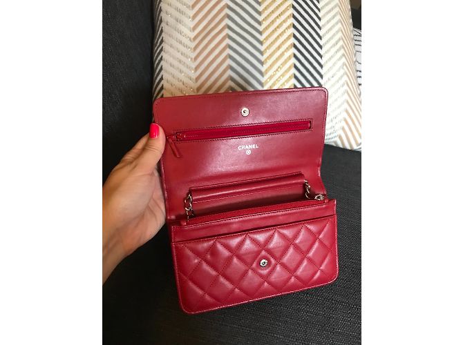 Chanel portafoglio sulla catena Rosso - vista 3