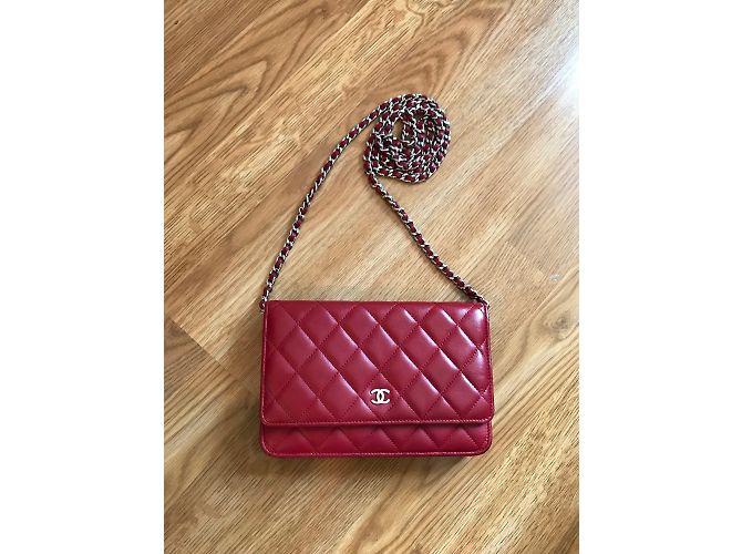 Chanel portafoglio sulla catena Rosso - vista 4