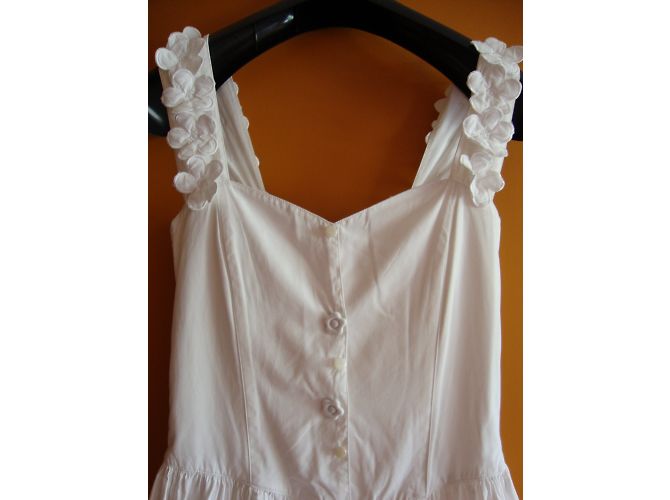 Vestido de algodón blanco sin tirantes Rene Derhy - vista 3