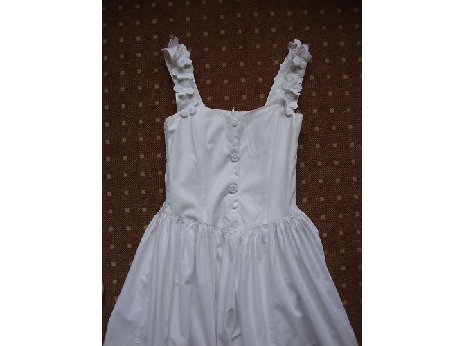 Vestido de algodón blanco sin tirantes Rene Derhy - vista 8