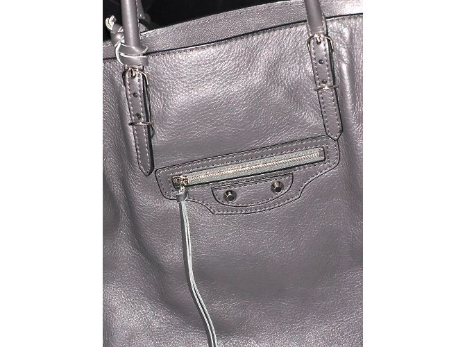 Balenciaga Papier A5 Zip Lederhandtasche Anthrazitgrau - Ansicht 2