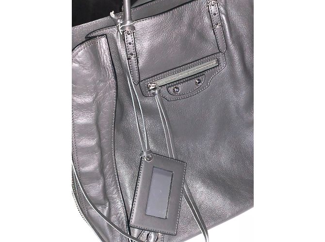 Balenciaga Papier A5 Zip Lederhandtasche Anthrazitgrau - Ansicht 6