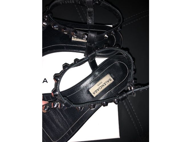 Sandali Balenciaga City in pelle di agnello nera con borchie argentate Nero - vista 2
