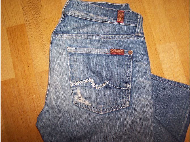 Vaqueros 7 For All Mankind Straight Leg Azules de Algodón Talla W28 - vista 4