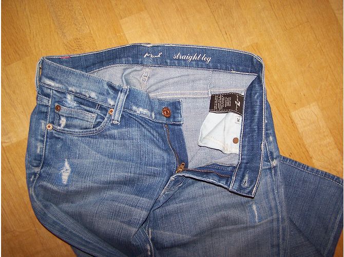 Vaqueros 7 For All Mankind Straight Leg Azules de Algodón Talla W28 - vista 5