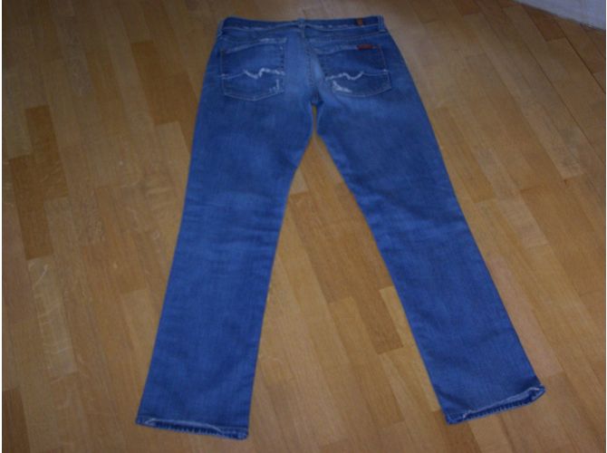 Vaqueros 7 For All Mankind Straight Leg Azules de Algodón Talla W28 - vista 6